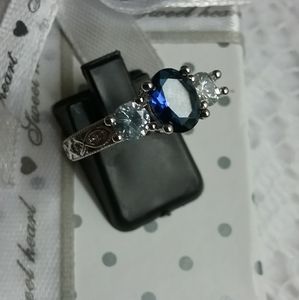.925 Silver And Sapphire Size 6